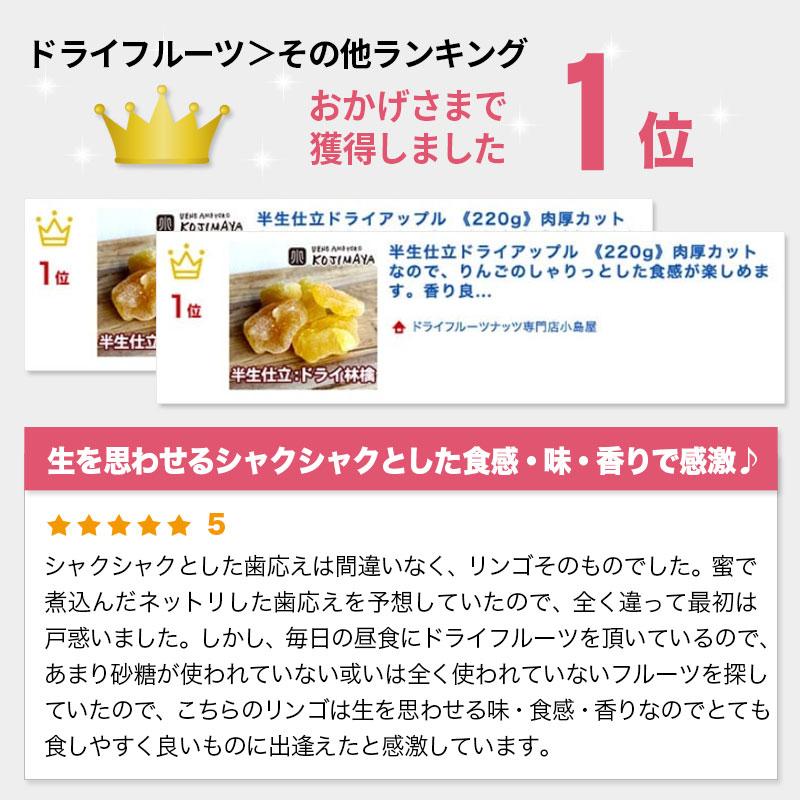 ドライフルーツ りんご ドライアップル 半生仕立て 肉厚カット 食感と酸味を大事にした ドライりんご 220g