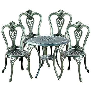 LOGIS-韻藏(白)鑄鋁庭園1桌4椅 休閒桌椅 (DUT-4W)青銅