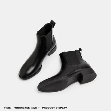 黑色小短靴女2025新款秋冬工裝踝靴馬丁靴瘦瘦裸靴通勤切爾西靴子