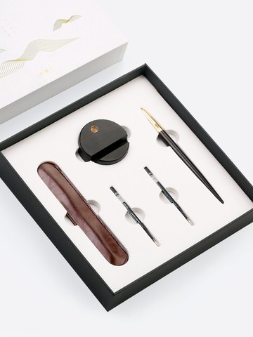 紅木質簽字筆水筆黑筆套裝 金屬黃銅筆桿中性筆 實木制高檔商務禮物學生用男士水性筆簽名筆 定制刻字logo