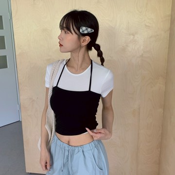 ISA_夏季熱賣! 綁來綁去繞脖bra top平口背心_46041