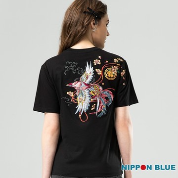 日本藍 BLUE WAY – 金標百福信使鳥短TEE(黑)