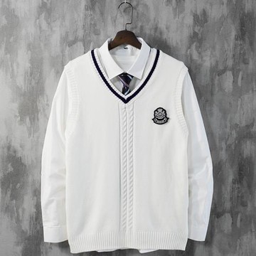 dk毛衣男背心馬甲無袖v領針織衫ins個性潮流坎肩學院風外穿外套