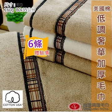 美國棉．低調奢華厚款毛巾((6條裝 小資組) 【台灣興隆毛巾製】飯店等級厚款毛巾