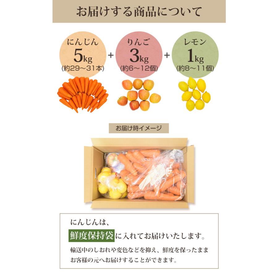 人参 無農薬にんじん 野菜セット 無農薬野菜 にんじんジュース ジュース用 5kg＋りんご3kg＋レモン1kg ゲルソン療法にも最適 訳あり