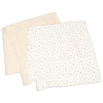 akachan honpo - 包巾2件組-穆斯林棉紗 草莓&小花-粉紅色 (100cm×100cm)