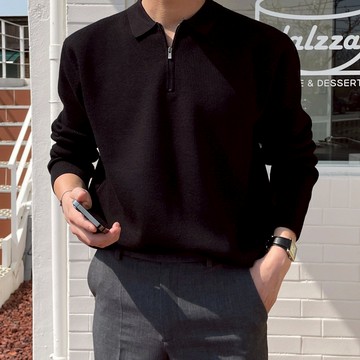 正韓純色質感半拉鍊翻領針織衫 7色 YUPPIE 預購商品 0224