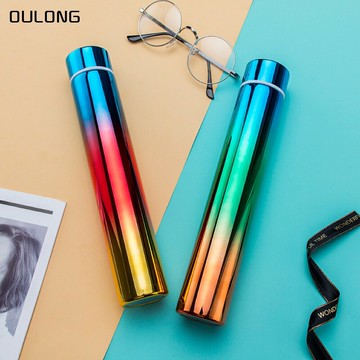 韓版新款漸變色防狼棒細長保溫杯炫彩時尚男女學生便攜ins水杯子