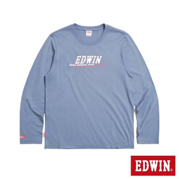 EDWIN 男裝 基本閃色印花長袖T恤-灰藍色