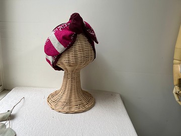 銀點點設計師款-一字尖尾蝴蝶結綁帶髮帶ヘアバンド