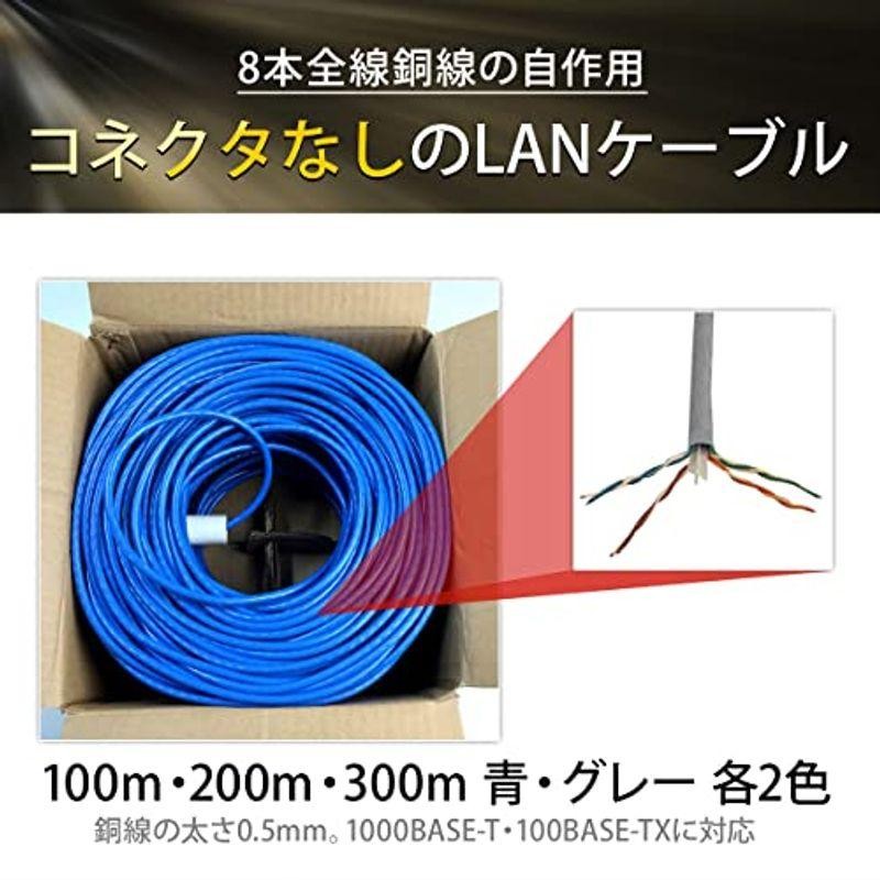 GSPOWER LANケーブル 全銅 cat5e 自作用 箱もの グレー 200m 通販 LINE