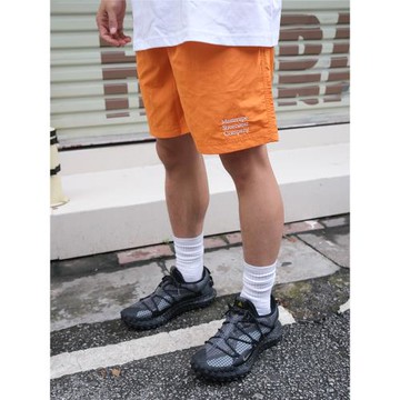 Masterape新款夏季寬松薄款休閑純色橙黑灰直筒五分沙灘刺繡短褲