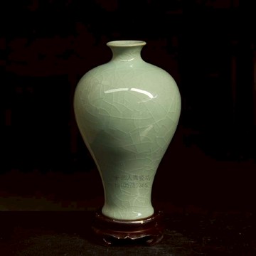 陶瓷器實惠青瓷哥窯 家居梅瓶 藝術裝飾品玄關 博古架擺件花瓶1入
