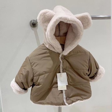 韓版冬季寶寶加絨保暖棉襖外套嬰兒純色洋氣可愛加厚棉服小童棉衣
