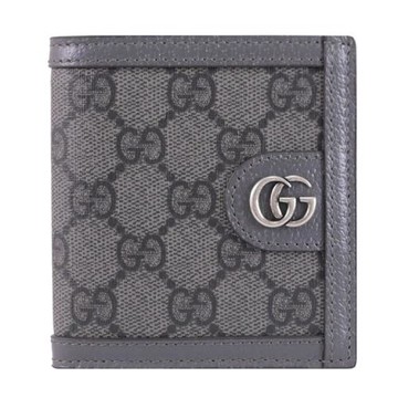GUCCI 732016 Ophidia GG Supreme 滿版印花對折六卡短夾.深灰