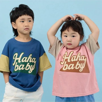 【hahababy】Haha街頭風-兒童落肩短T