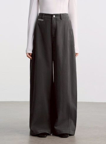 挺廓感內刷毛寬褲