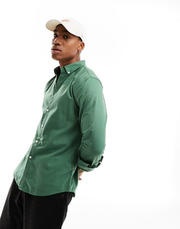 Farah brewer slim fit shirt in green