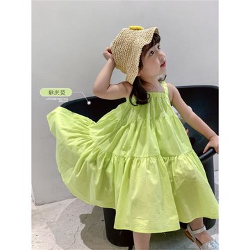 洋氣中小童夏季吊帶裙