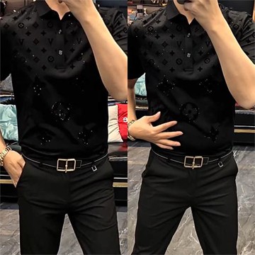 春夏季新款男士修身帥氣翻領短袖polo衫簡約時尚休閑舒適百搭半袖