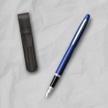【SHEAFFER】VFM系列霓虹藍鋼筆-F尖+皮革筆袋/手機磁性卡夾禮盒