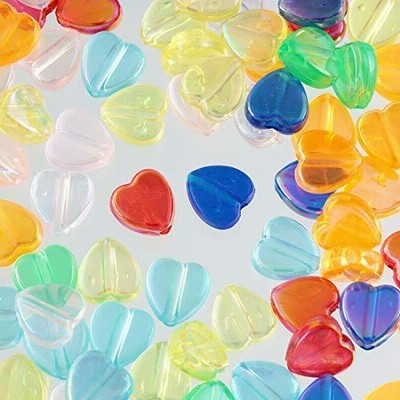 ファイニエ ビーズ ハート ミックス オーロラ カラフル 200個 両穴 アクセサリー パーツ ハンドメイド 手芸 AP2454