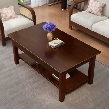 【匠俱】小戶型全實木茶幾120x60x50cm 雙層雙抽茶桌 客廳家用茶幾桌 輕奢長方形茶幾（松木）