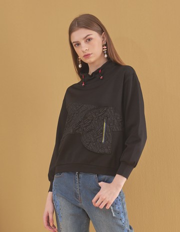 ★【喜芝梅】率性特殊立體口袋造型上衣(黑色；M-2L) 222470881