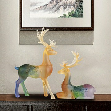 梅花鹿擺件琉璃工藝品鹿辦公室桌客廳玄關裝飾品送禮店鋪開業禮品