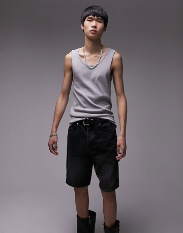 Topman rib vest in grey