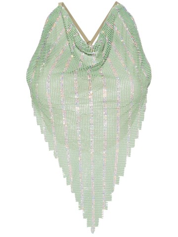 POSTER GIRL - Beyan chainmail-effect top - women - glass/Aluminium/Polyamide/Elastane - M - Green