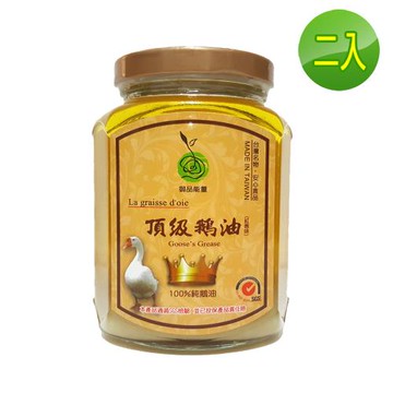 悅生活-御品能量 黃金3A頂級原味鵝油375ml/瓶 二入組(鵝油香蔥 豬牛油 拌醬 樂朋)