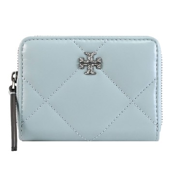 TORY BURCH 162160 水鑽LOGOㄇ字拉鍊卡片包/零錢包.淡藍