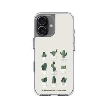 iPhone 17 Clear Case（相機按鈕） 透明 - ilovedoodle (Lim Heng Swee) - Cat and Plant - 仙人掌家族