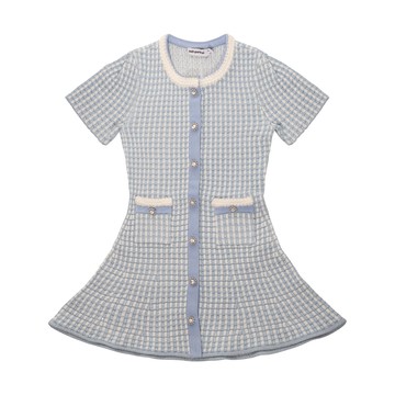 Self-portrait - Light Blue Viscose Stretch Dress