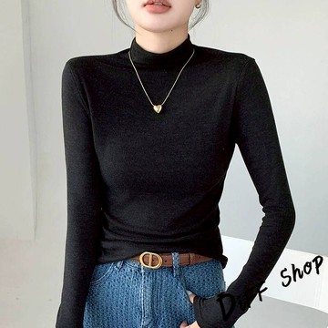 韓版半高領長袖上衣【W666】