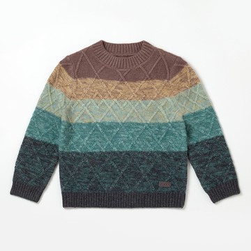 PIPPY橫條紋圓領毛衣 灰綠