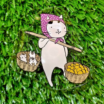 壓克力磁鐵-扁擔貓(插畫家:貓小姐)(最長邊6cm)