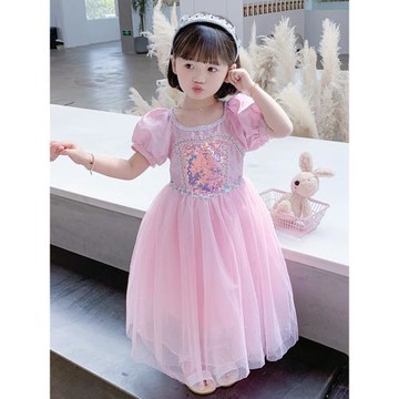 女童睡美人愛洛公主裙中小寶寶短袖蓬蓬網紗裙走秀主持人彈鋼琴裙