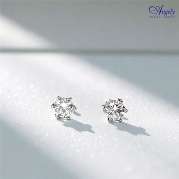 【Angely專櫃】經典單鑽六爪耳環(針夾可選)