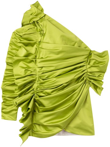 AZ FACTORY - Dianthus ruched one-shoulder minidress - women - Viscose/Polyester - 36 - Green