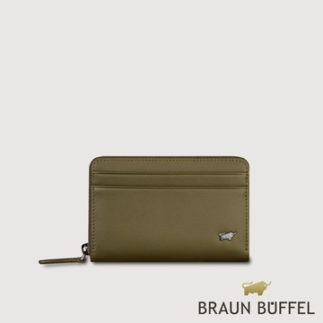 【BRAUN BUFFEL】斯杜迪歐 拉鍊零錢包-橄欖綠(德國小金牛台灣總代理)/BF566-163-MIO
