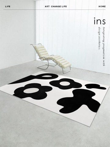 黑白客廳地毯輕奢高級北歐臥室床邊INS風書房茶幾房間耐髒小地墊 雙11全館免運
