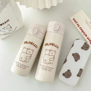 原創韓版簡約可愛三只小狗304不銹鋼保溫杯學生便攜水杯保暖杯子