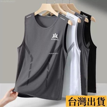 🌈台倉出庫🌈 冰絲背心男夏季速幹砍袖網眼無袖t恤大碼男裝寬鬆跨欄運動坎袖