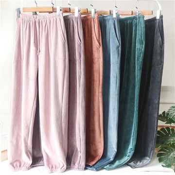 單件睡褲女情侶男士秋冬季海島絨保暖不加厚珊瑚絨休閑可外穿長褲