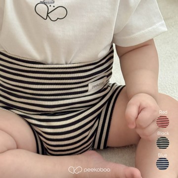 Peekaboo 夏日條紋羅紋寶寶短褲｜燈籠褲 女寶短褲 嬰兒短褲 韓國童裝 寶寶衣服 嬰兒衣服