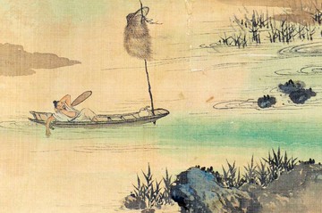 仿古畫復制 黃君璧 泛舟幽逸圖 35X85 畫心 山水畫 文人寫意青綠