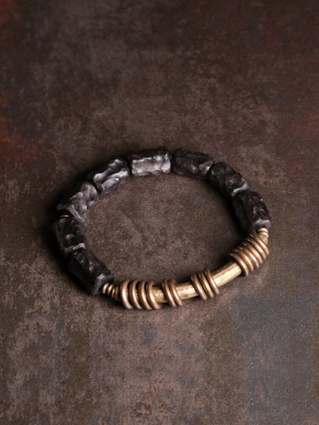 曲尾花朋克個性復古黑色木手鏈男街頭嘻哈酷手串帥氣小眾潮人飾品