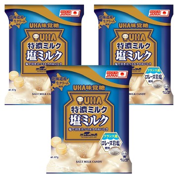 UHA 味覺糖 鹽味牛奶糖 北海道鮮奶油 法國 Lorraine 岩鹽  67g  3包
